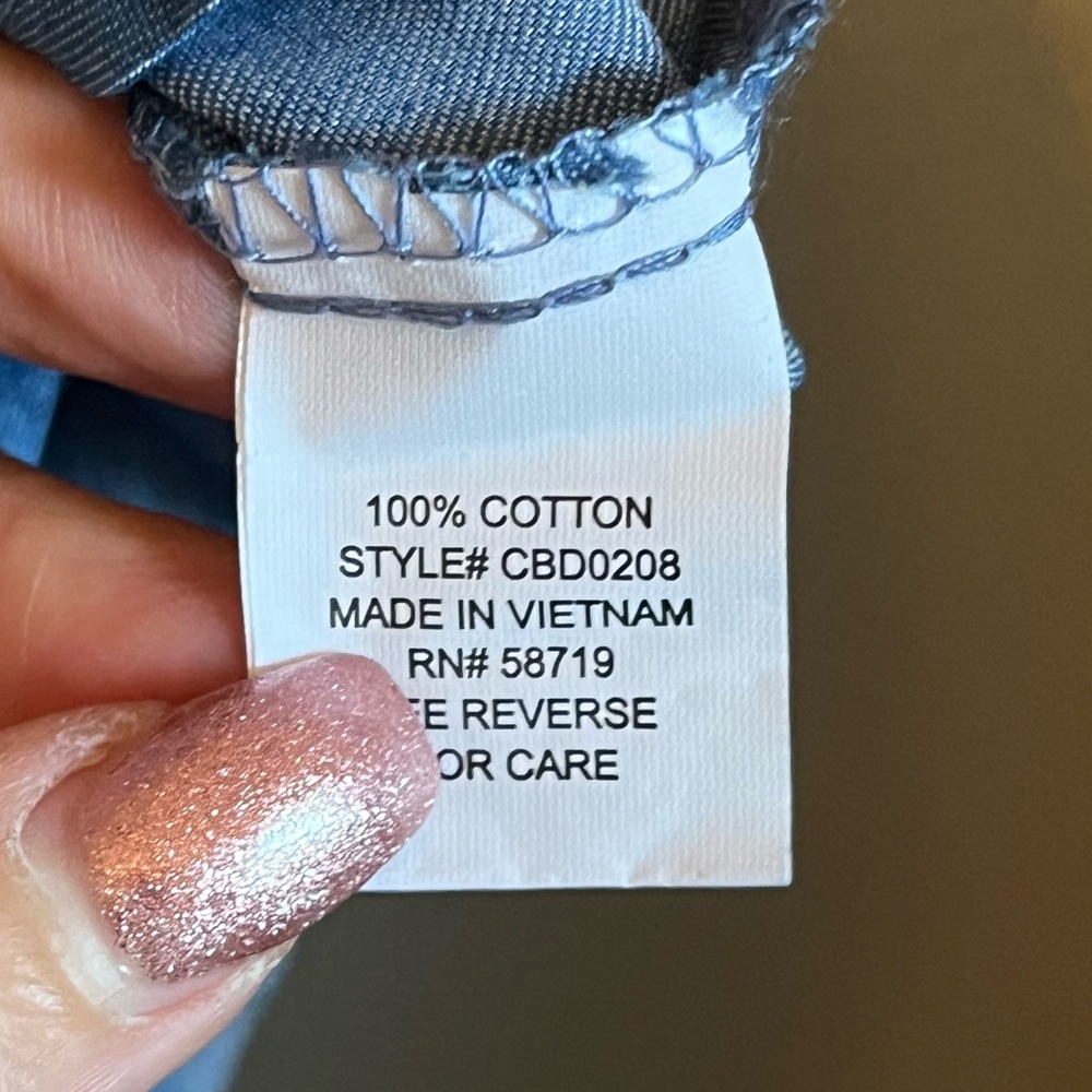 NWT NY Collection Sz Pet Large Blue Button Chambray Shirt Midi Dress Ret $59! - Picture 6 of 9
